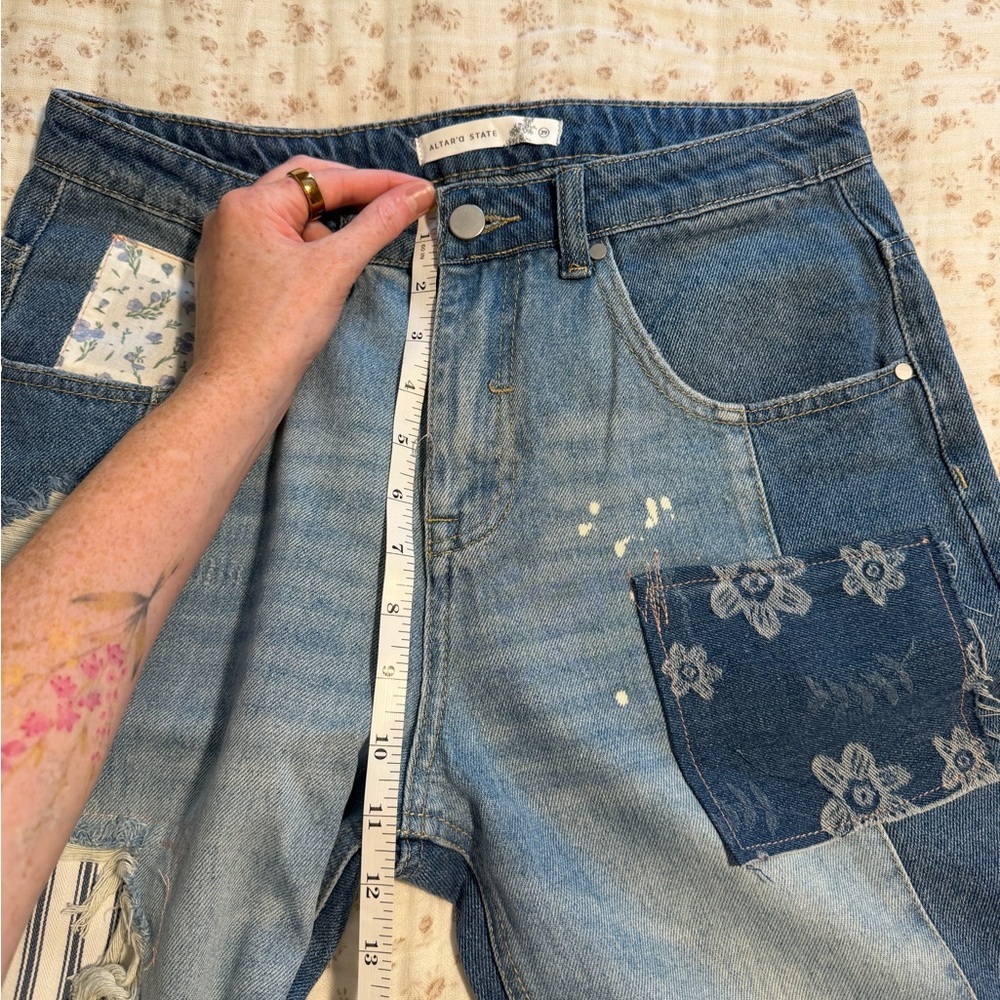 Altar'd State Two-Tone Patchwork Flare Jeans - Picture 7 of 8